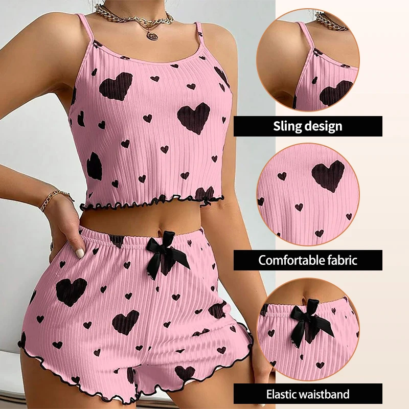 Suspender Tank Top - Women Sleepwear Set 2 Piece Short