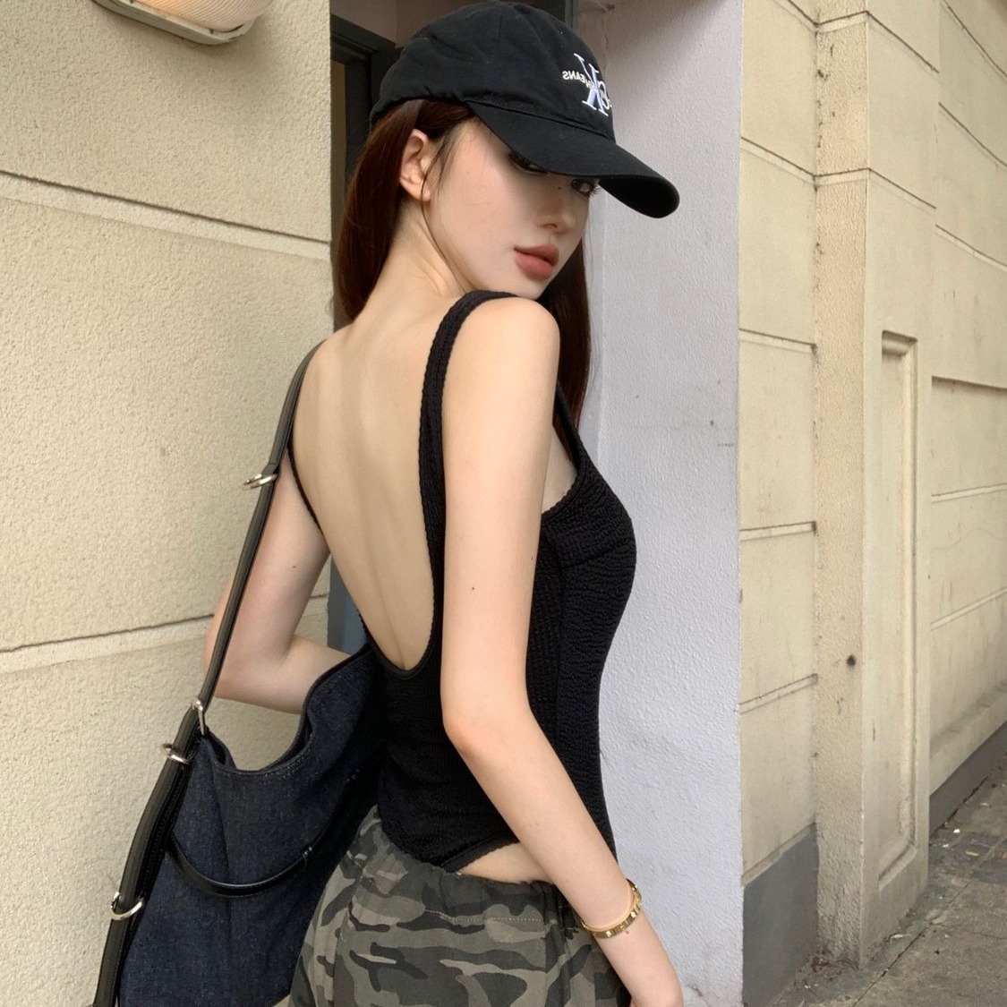 Black Strappy Bodysuit Sexy Ba - Tank Top Ribbed のレビューと価格