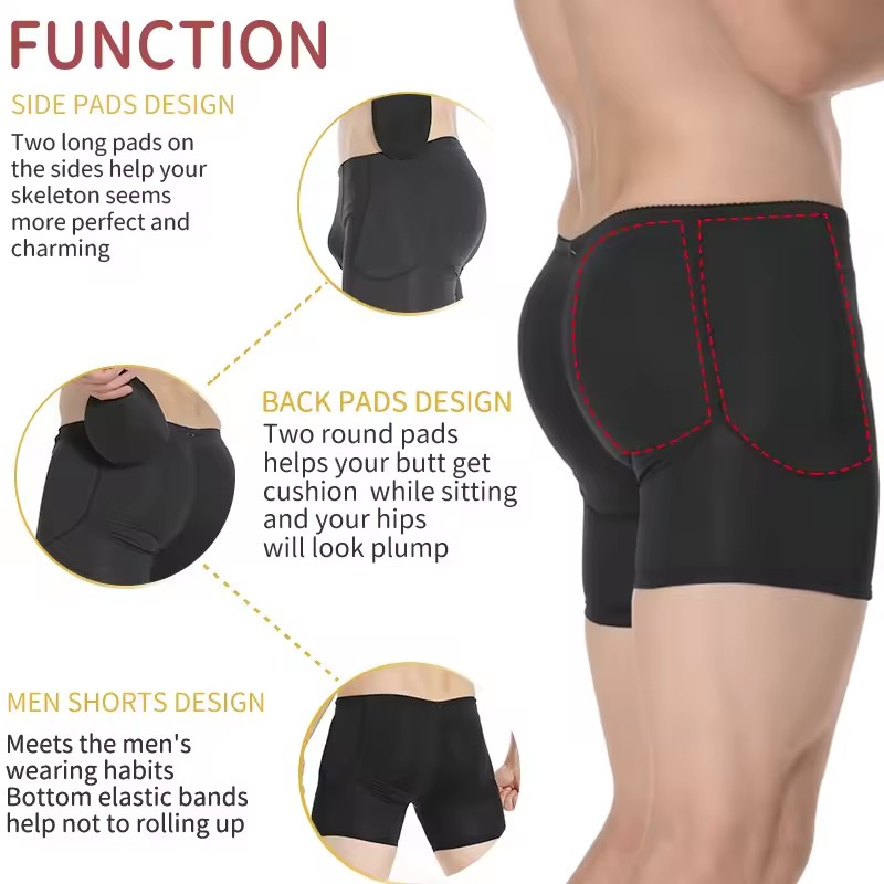 Men Padded Hip Enhancer Booty  - Boxer Brief Pack Cotton のレビューと価格