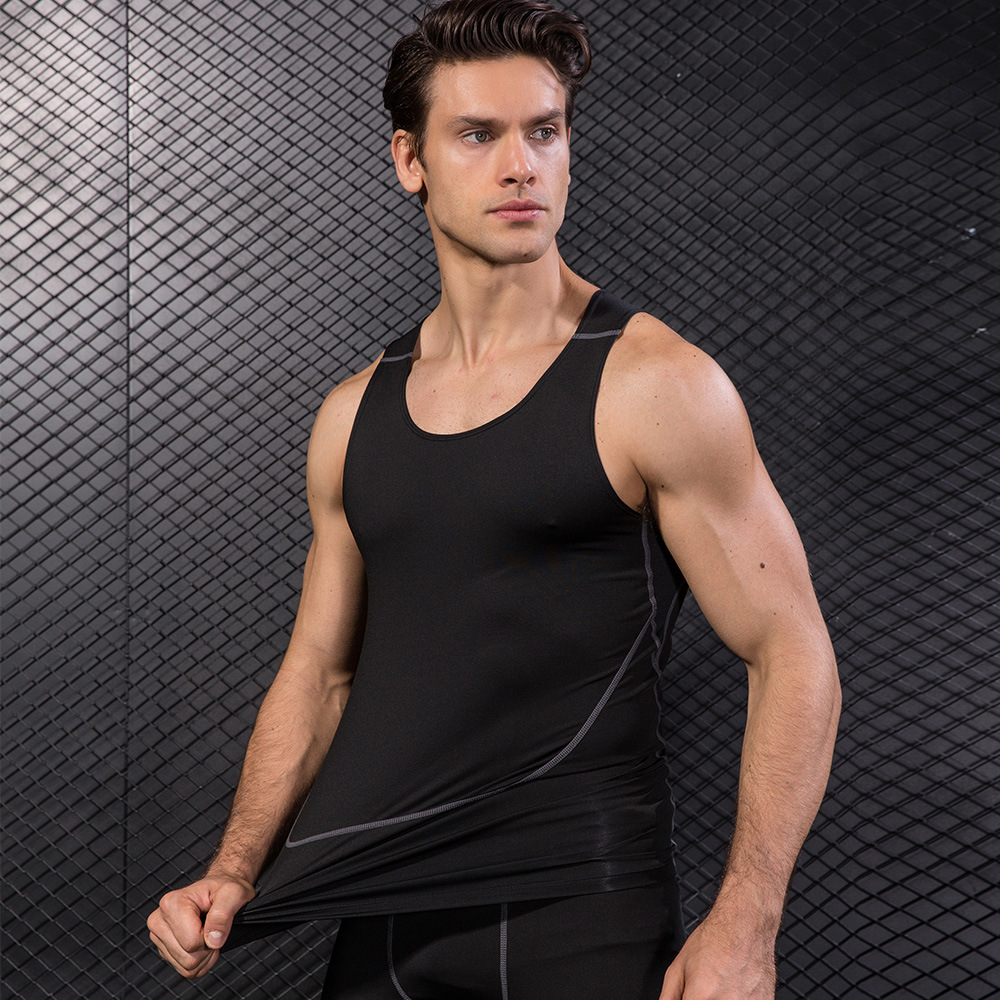 Men Black Sport Skinny Vest Ti - T Shirt Tight Fit のレビューと価格