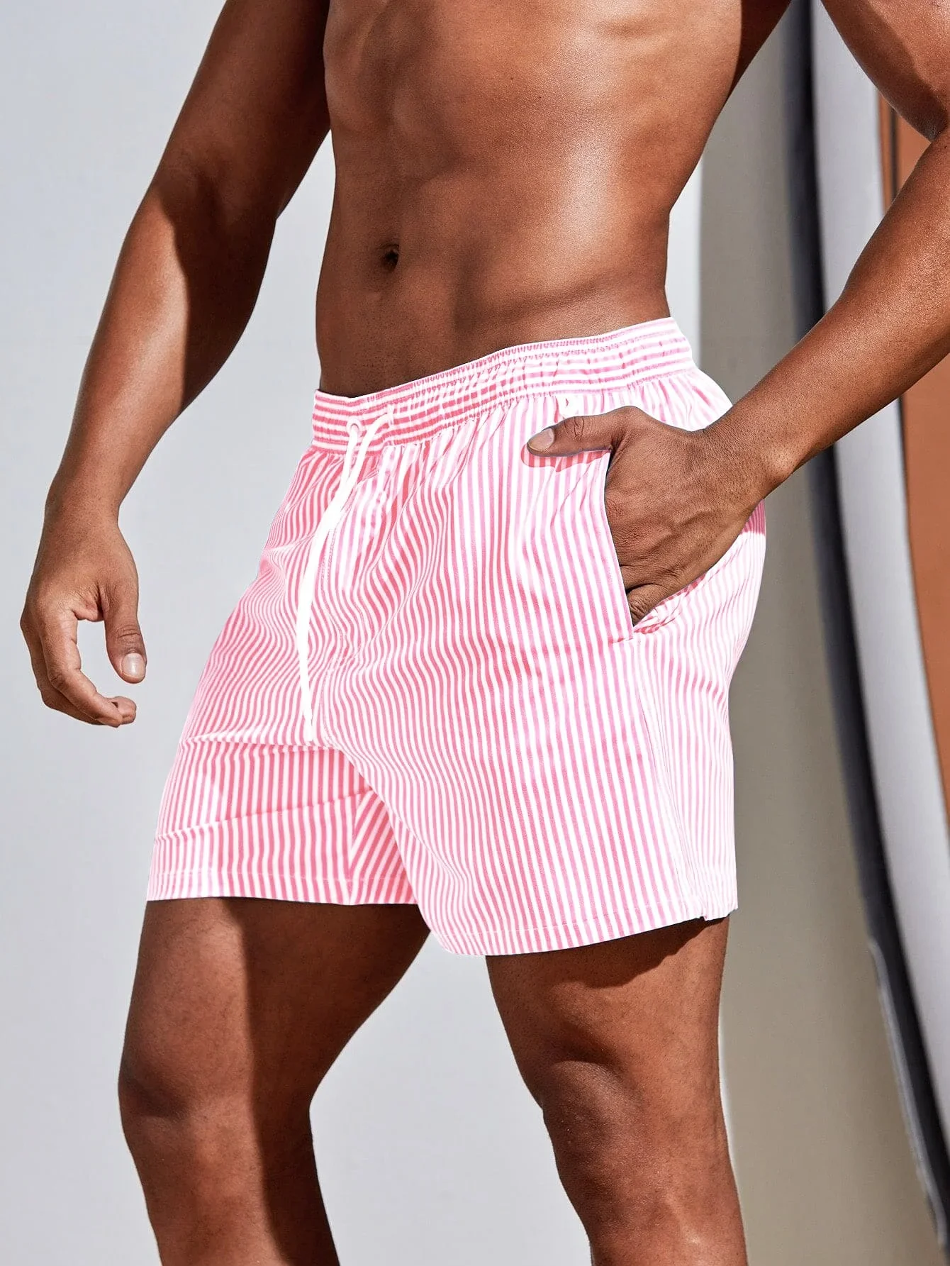 Men Vertical Striped Drawstrin - Bamboo Fiber Trunk のレビューと価格