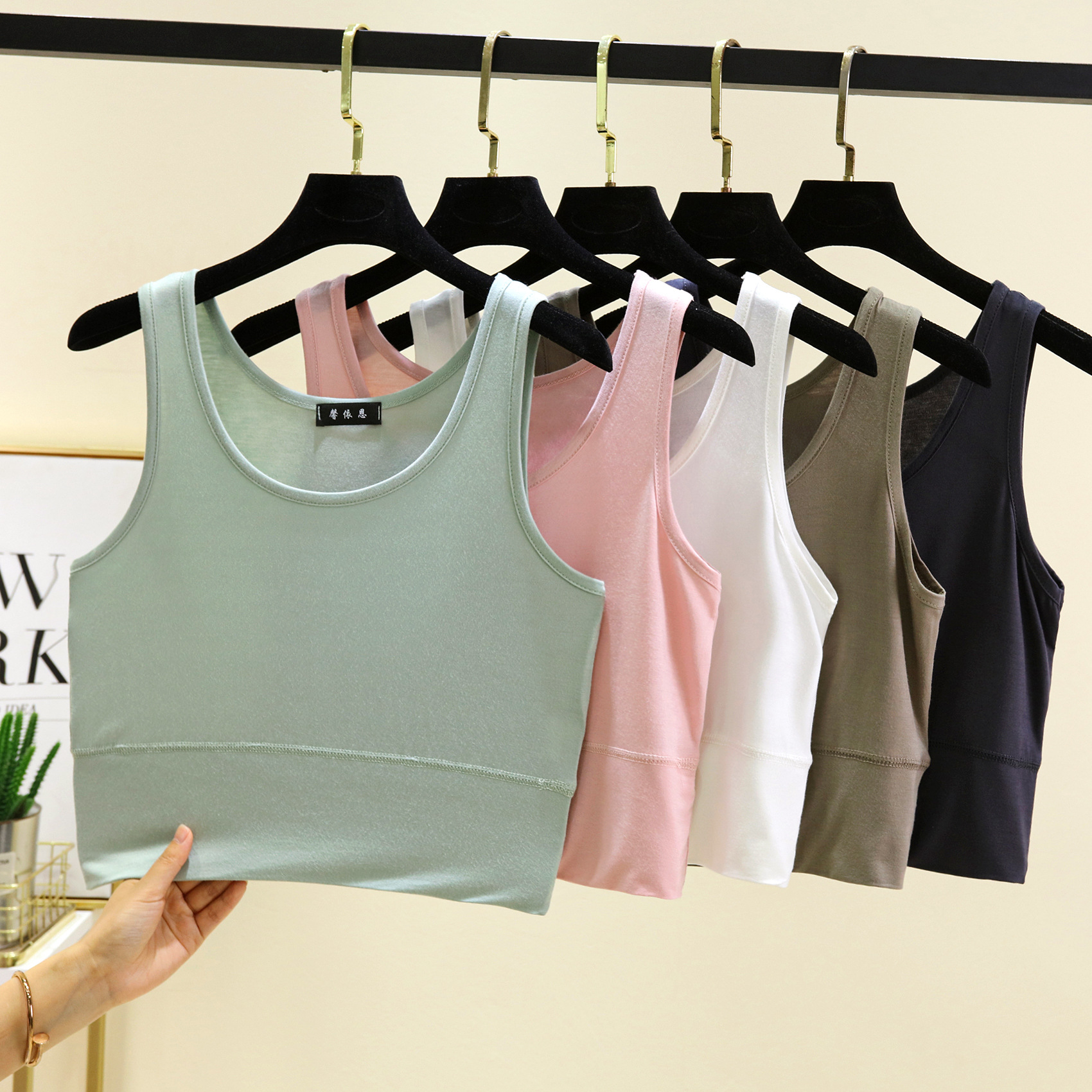Modal O Neck cropped top Elast - Sleeveless Undershirt のレビューと価格