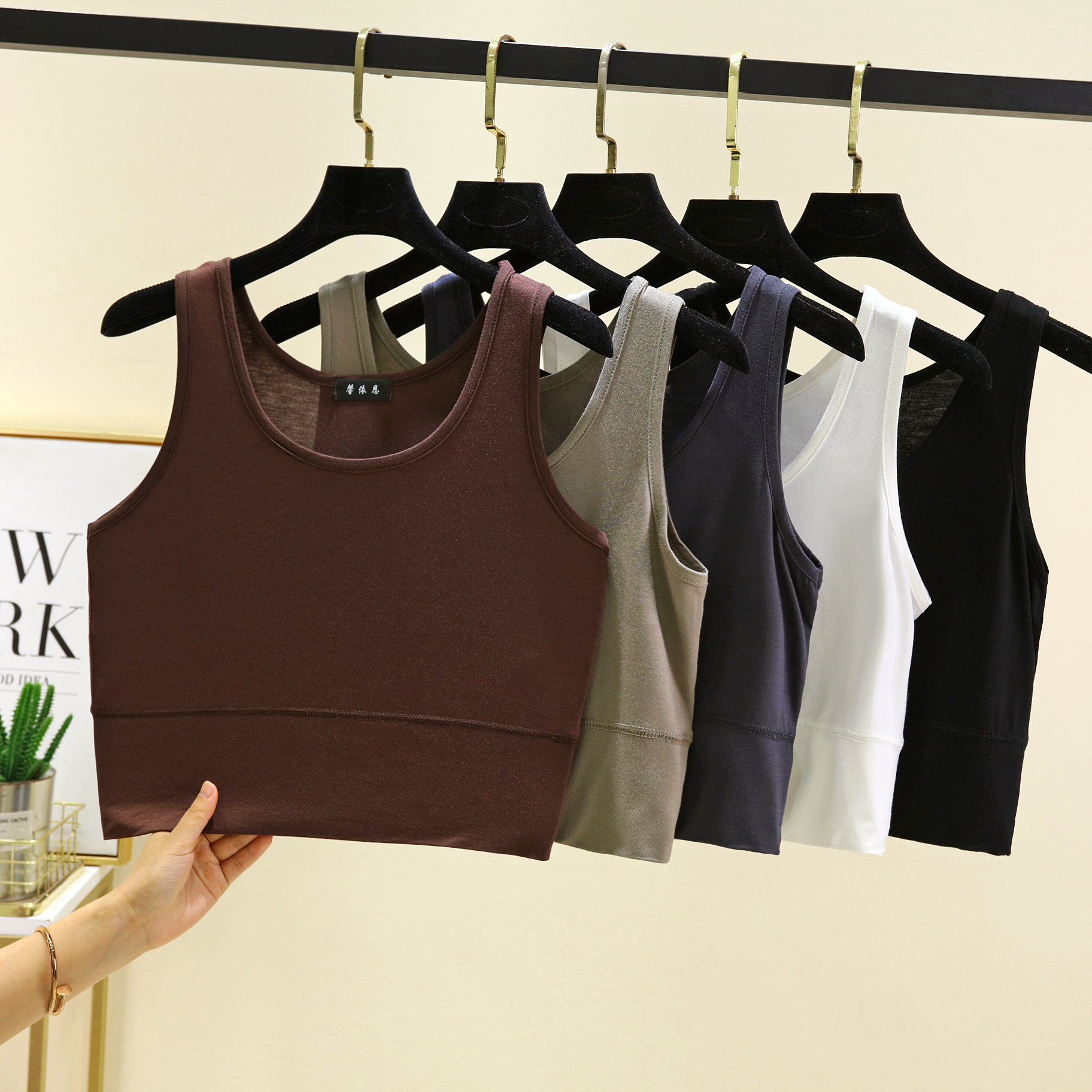 Modal O Neck cropped top Elast - Sleeveless Undershirt のレビューと価格