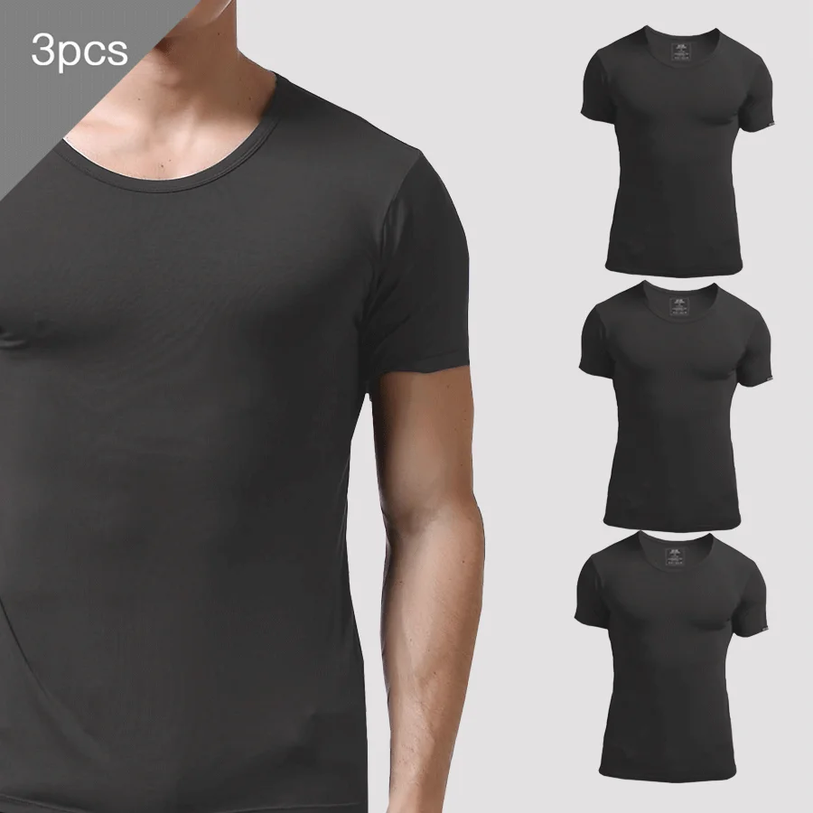 3PCS Men's Summer Short Sleeve - Undershirt Crew Neck のレビューと価格
