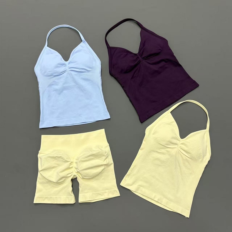 2Pcs Women Workout Set Seamles - Suspender Tank Top のレビューと価格