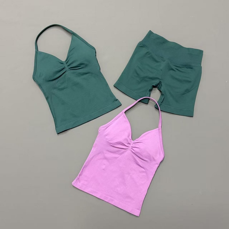 2Pcs Women Workout Set Seamles - Suspender Tank Top のレビューと価格