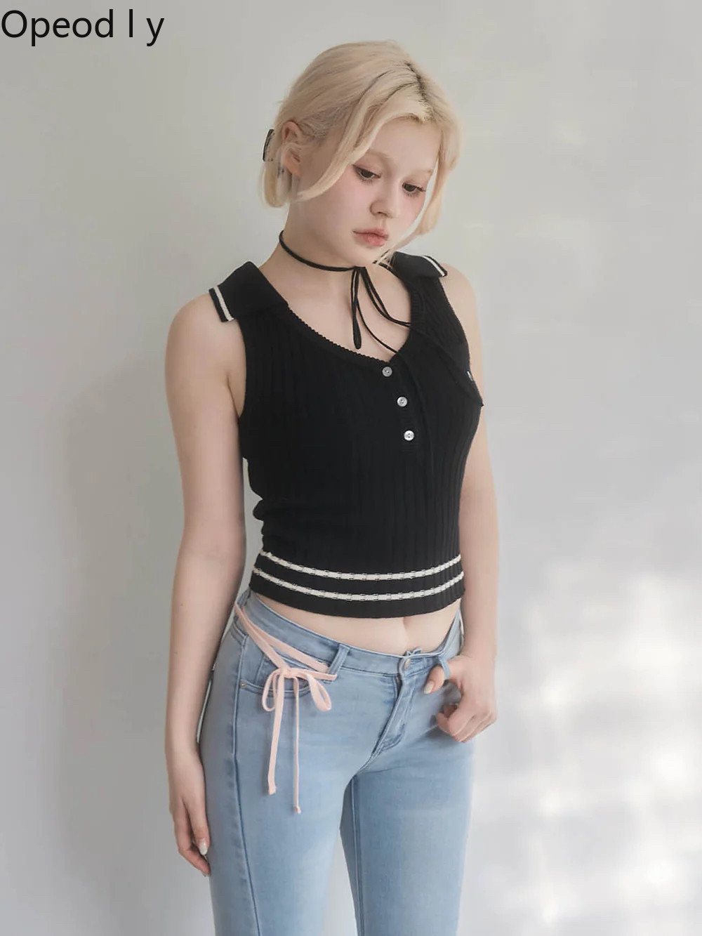 Japanese Sweet Lapel Twist V-n - Suspender Tank Top のレビューと価格