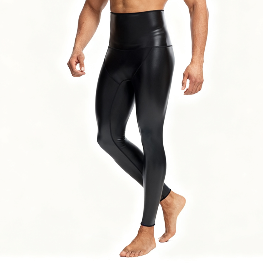 Sexy Men PU Leather Long Pants - Compression Long Pant のレビューと価格