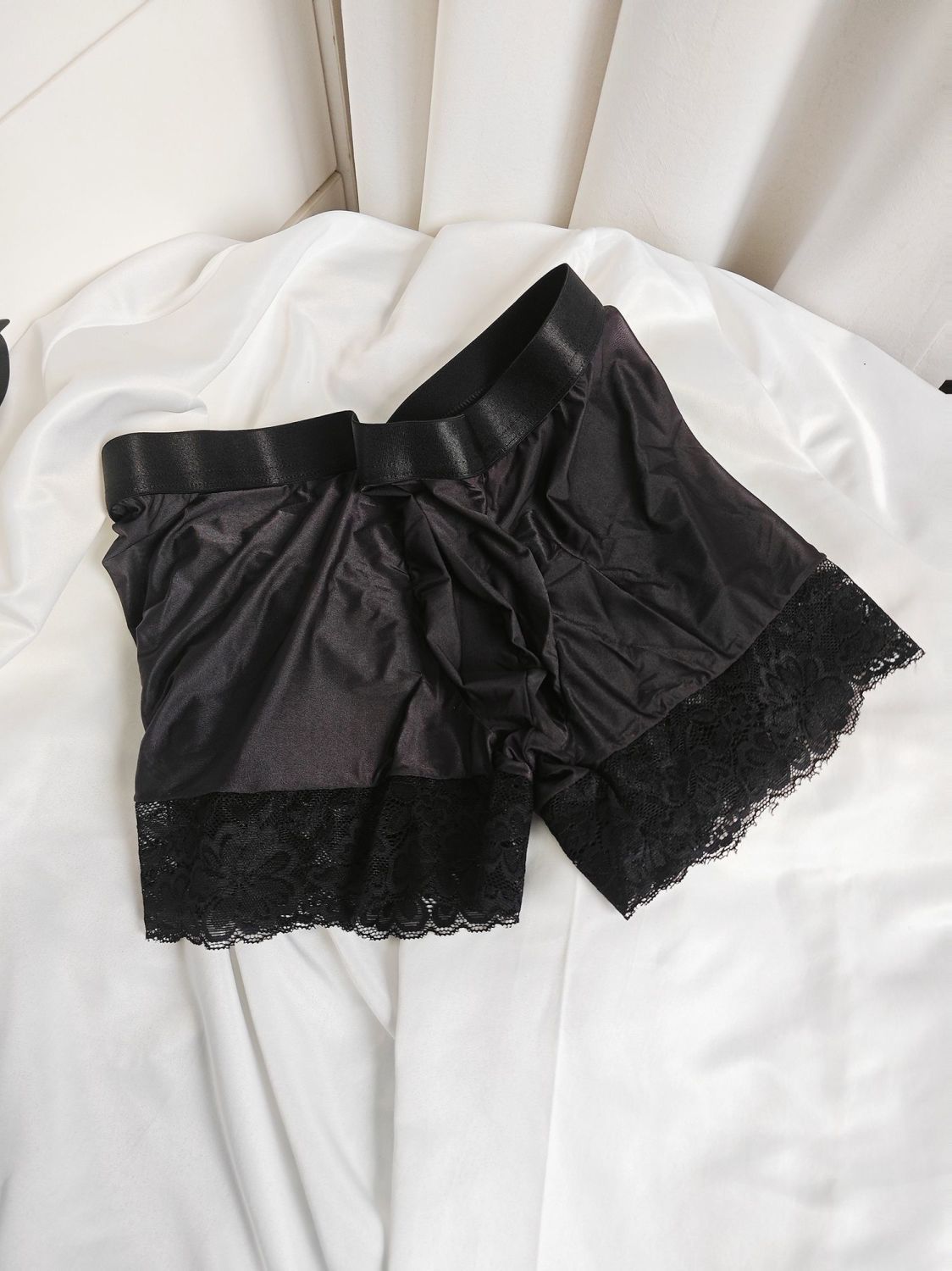Sexy Man's Glossy Lace Hem Sho - Pouch Boxer Pouch のレビューと価格