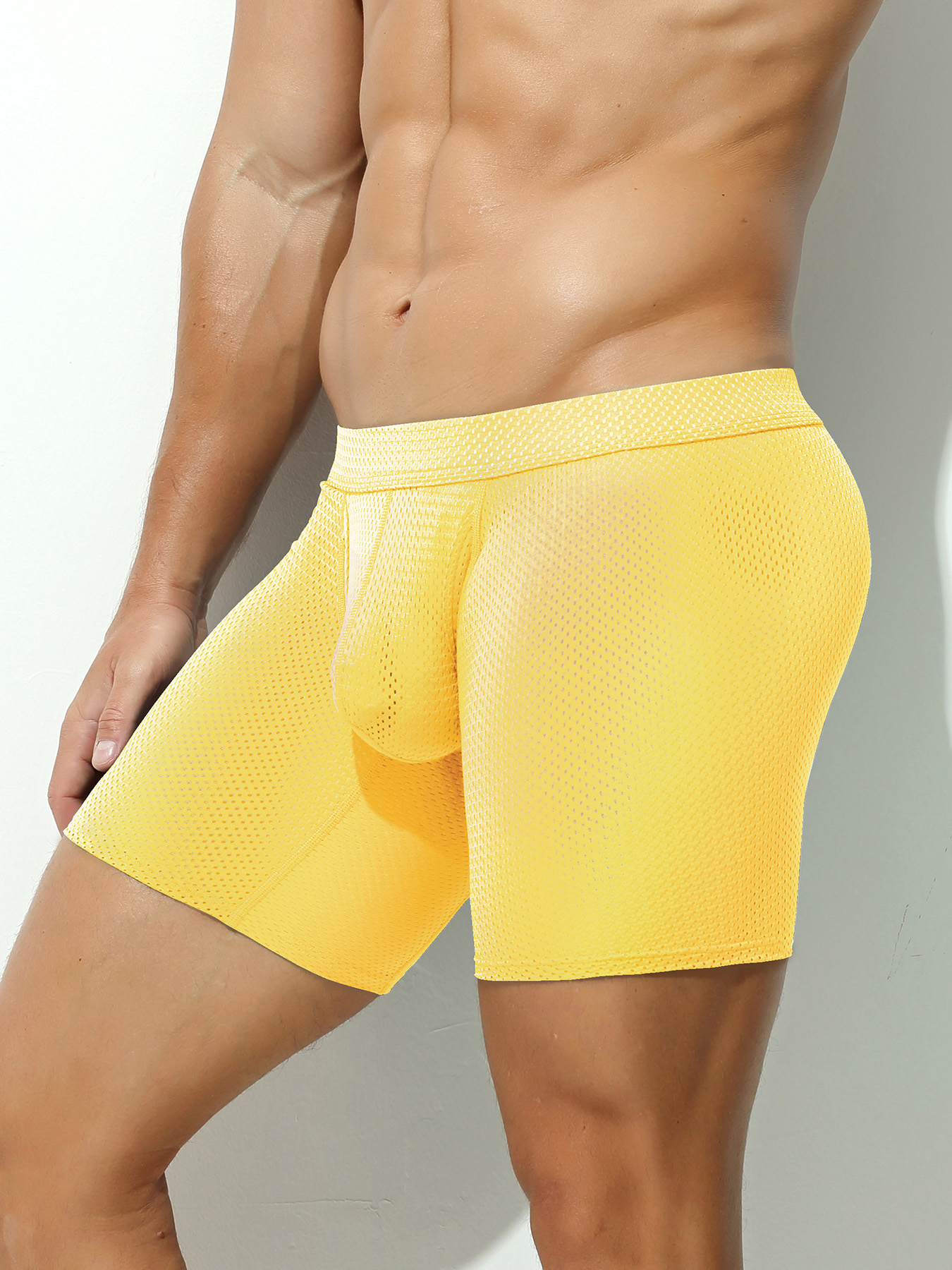 1pcs Men's Long Boxer Underwea - Mesh Sport Boxer のレビューと価格
